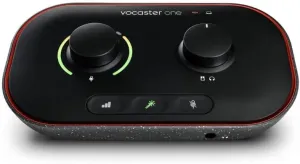 Focusrite Vocaster One — Podcasting Interface for Recording as a Solo Creator. Use Auto Gain, Enhance, and Mute for Easy Podcasting. Small, Lightweight, and Powered by Computer