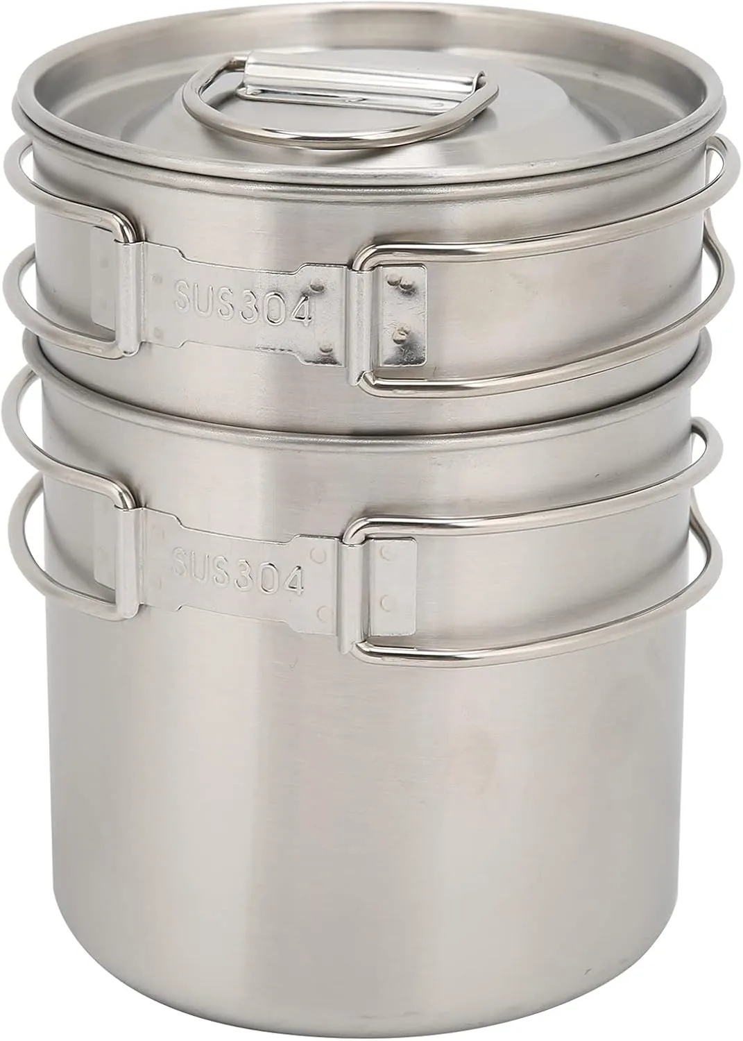 Foldable Camping Cup Mug Camping Pot,2Pcs Outdoors Stainless Steel Bottle Cup Lightweight Camp Cook Pot Backpacking Cookware