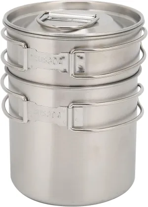 Foldable Camping Cup Mug Camping Pot,2Pcs Outdoors Stainless Steel Bottle Cup Lightweight Camp Cook Pot Backpacking Cookware