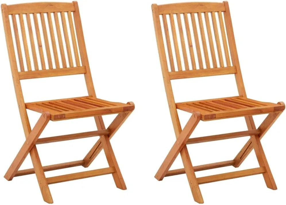 Folding Patio Chairs Set 2 Pieces Solid Eucalyptus Wood Outdoor Chairs Modern Folding Patio Furniture with Oil Finish for Garden, Terrace, and Balcony Use