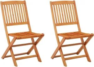 Folding Patio Chairs Set 2 Pieces Solid Eucalyptus Wood Outdoor Chairs Modern Folding Patio Furniture with Oil Finish for Garden, Terrace, and Balcony Use