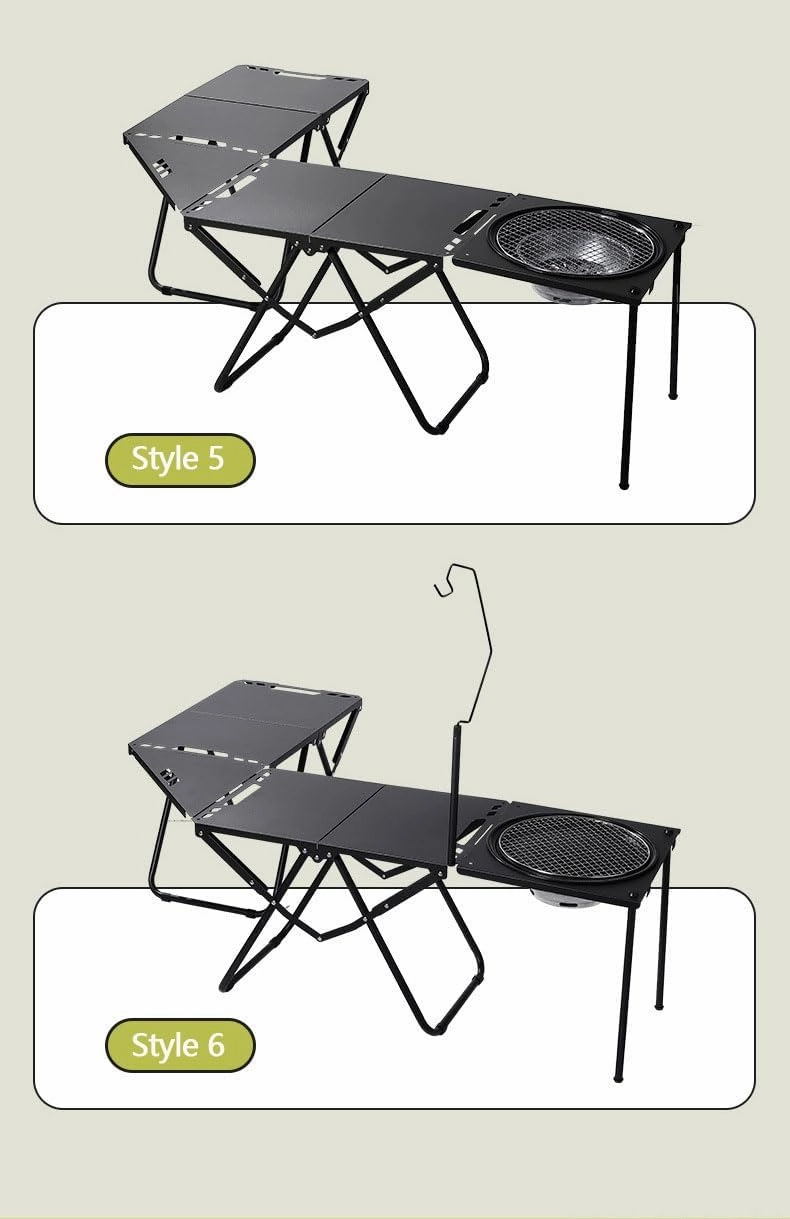 Folding Camping Tactical Table, Portable Folding Aluminum Table, Multifunctional Camping Barbecue Tea Making Equipment, for BBQ, Camping, Picnic, Beach, Travel, Outdoor Cooking