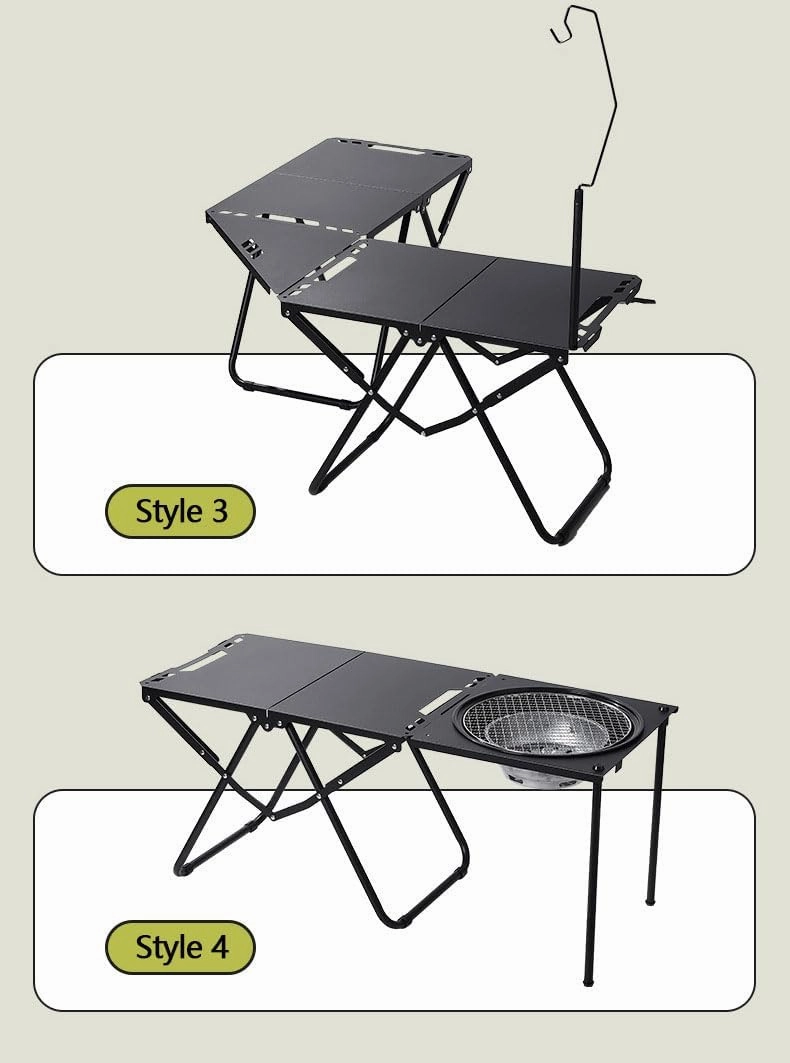 Folding Camping Tactical Table, Portable Folding Aluminum Table, Multifunctional Camping Barbecue Tea Making Equipment, for BBQ, Camping, Picnic, Beach, Travel, Outdoor Cooking