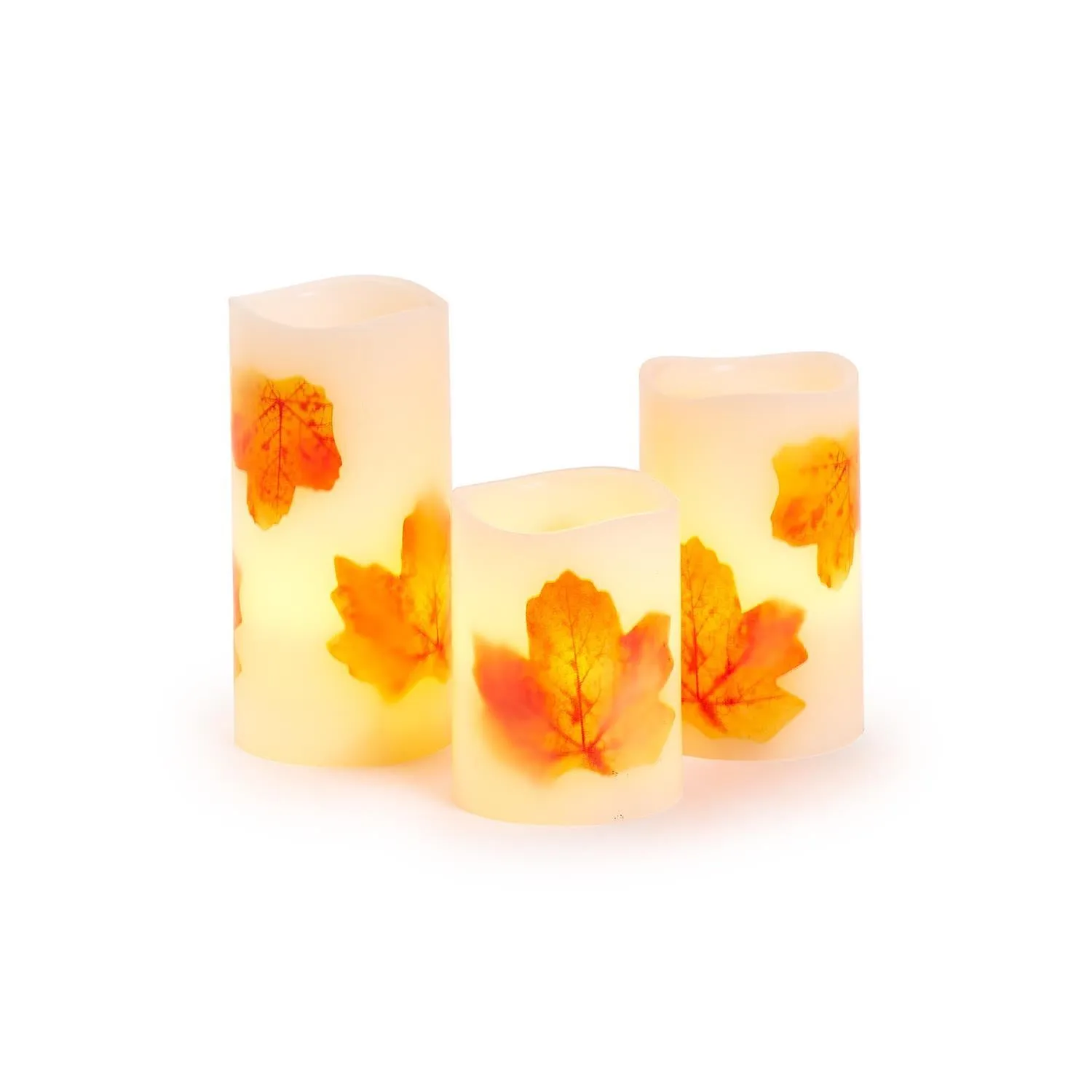 Foliage Flameless Flickering LED Decorative Pillar Candle