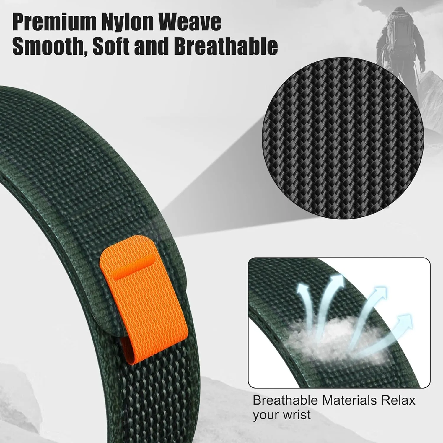 For Garmin Fenix 7X/6X/5X Band, 26mm Easy Fit Nylon Straps for Garmin Fenix 3/5X Plus/6X Pro/Tactix Delta/Enduro 2 Bands