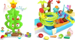 for Kids and Toddlers, Light Up My First Christmas Tree with Mini Train Set and 4 in 1 Kitchen Sink Toy