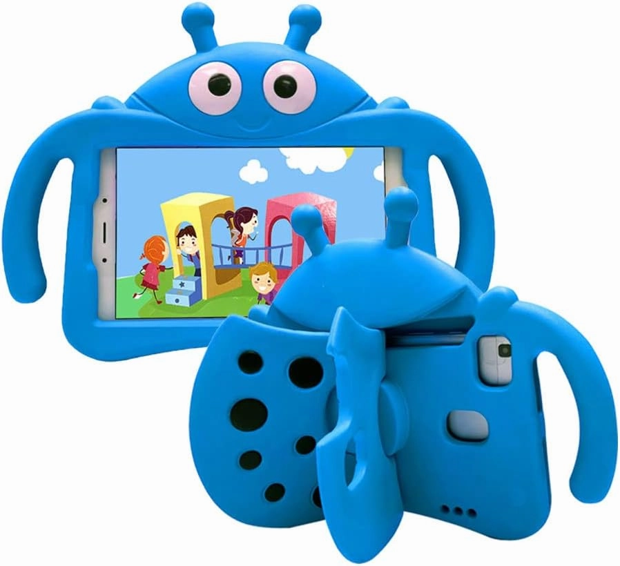 for Alcatel Joy Tab 2 Case for Kids, Children Friendly Shockproof Protective Stand Handle Cover for Joy Tab 2 Case Alcatel 2020 8" Tablet (Model: 9032Z) for Boys Girls, Cute Ladybug - Blue