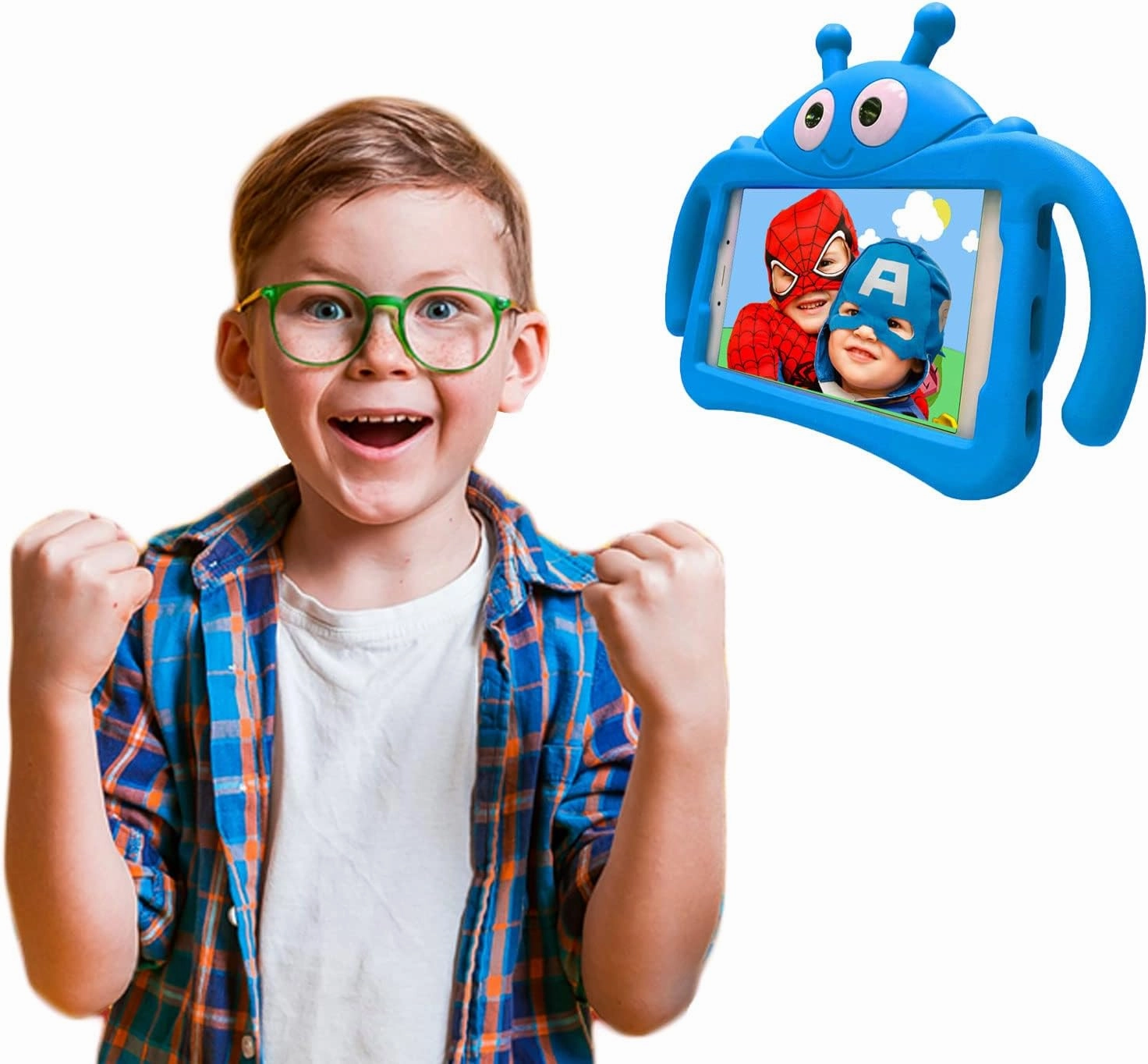 for Alcatel Joy Tab 2 Case for Kids, Children Friendly Shockproof Protective Stand Handle Cover for Joy Tab 2 Case Alcatel 2020 8" Tablet (Model: 9032Z) for Boys Girls, Cute Ladybug - Blue