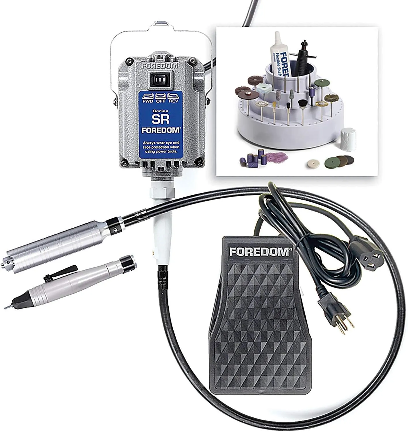 Foredom K.2201 Deluxe Jewelers Kit with 2 Handpieces and MAMH-1 Clamp on Motor Hanger, 115v