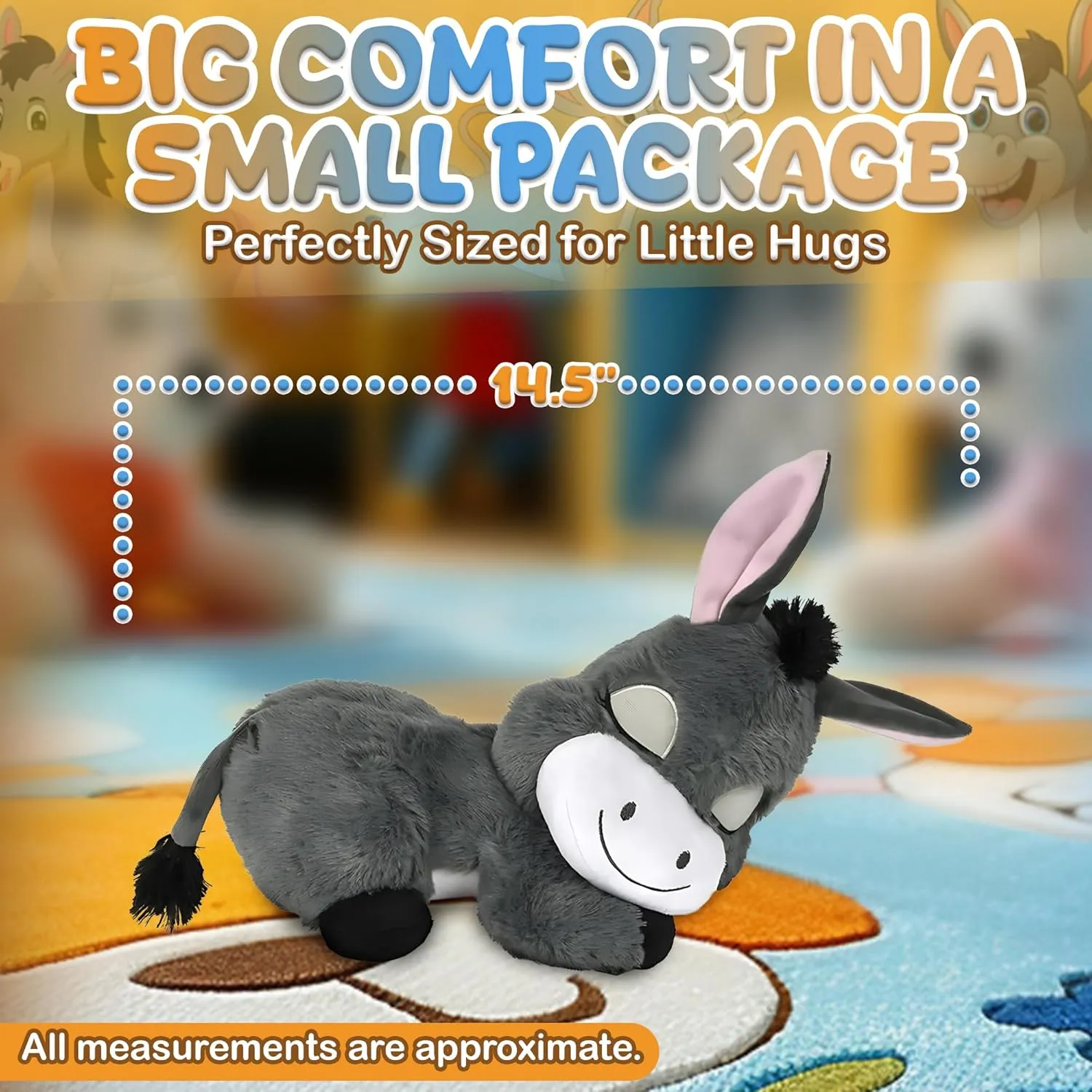 Forest & Twelfth 14.5” Dozy Stuffed Animal – Adorable Sleeping Barnyard Large Stuffed Animals for Babies, Infants, and Toddlers, Adorable Big Plushies Ideal as Home Decor, Cuddle Pillow (Donkey)