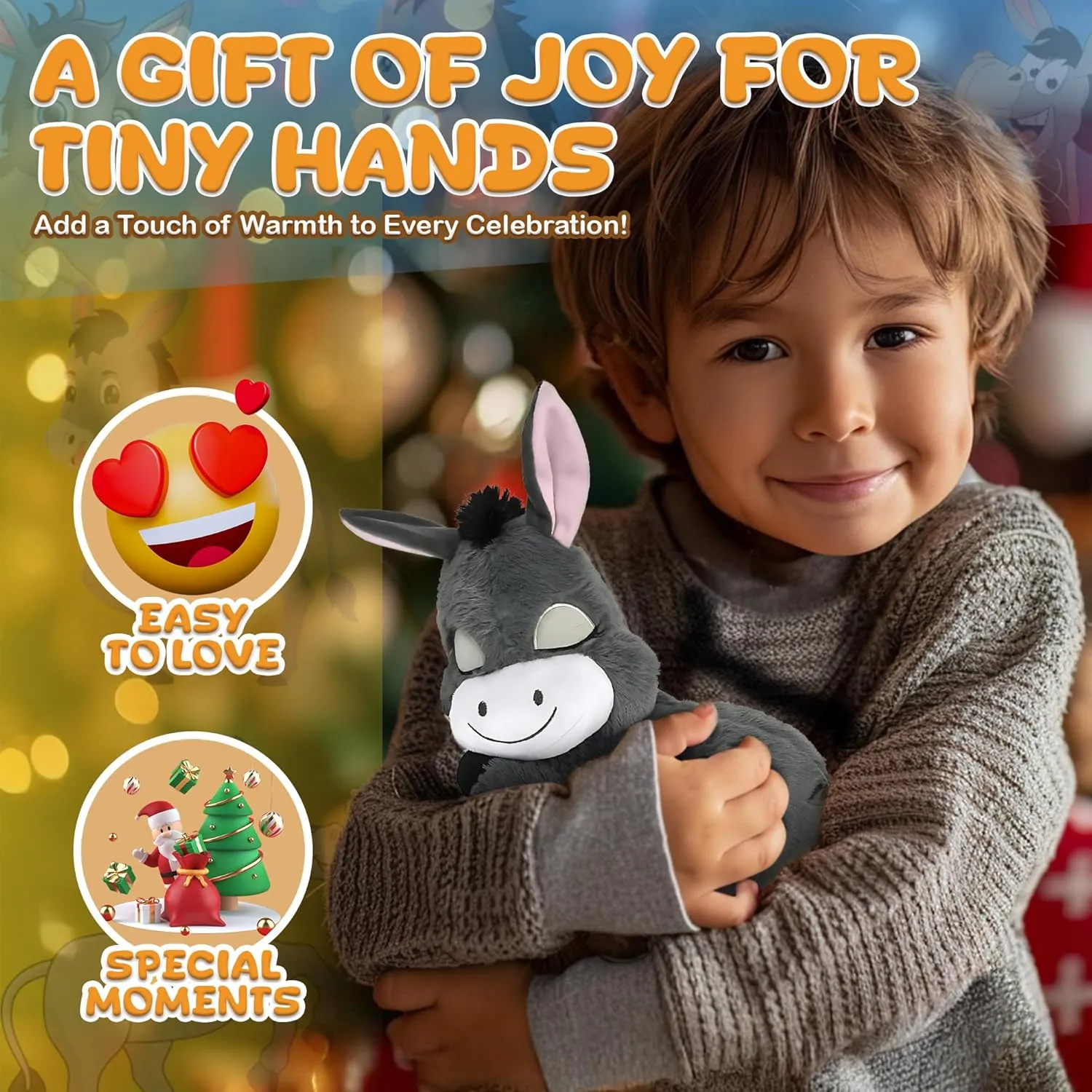 Forest & Twelfth 14.5” Dozy Stuffed Animal – Adorable Sleeping Barnyard Large Stuffed Animals for Babies, Infants, and Toddlers, Adorable Big Plushies Ideal as Home Decor, Cuddle Pillow (Donkey)