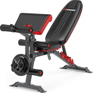 Fostoy Adjustable Weight Bench Press, 800lbs Load Workout Bench with Leg Extension and Preacher Pad, Flat/Incline/Decline Exercise Multi-functional Bench for Home Workout Weight Training