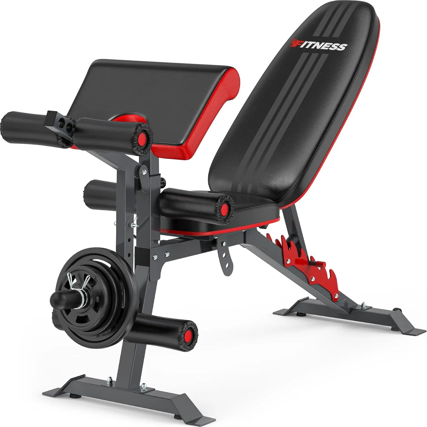 Fostoy Adjustable Weight Bench Press, 800lbs Load Workout Bench with Leg Extension and Preacher Pad, Flat/Incline/Decline Exercise Multi-functional Bench for Home Workout Weight Training