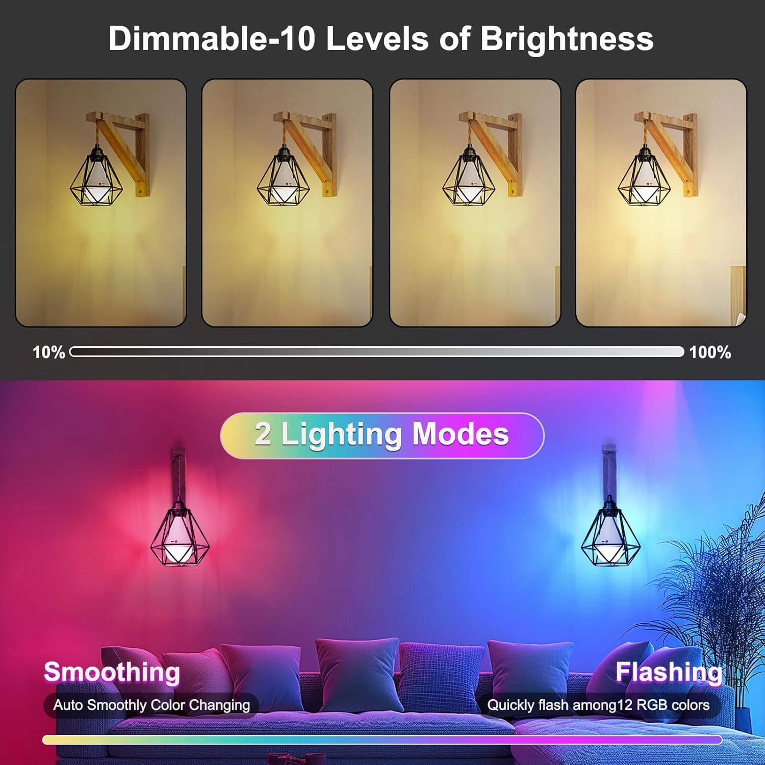 Frideko Boho Rechargeable Battery Operated Wall Sconces Set of Two with Remote, 15 Colors RGB Dimmable Wireless Wall Light, Indoor Wall Lamp with 3 Timer, Farmhouse Sconces Wall Lighting for Bedroom