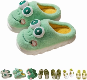 Frog Slippers, Fluffy Cartoon Frog Slippers Cute Animal Slippers Frog House Slippers For Women Men Indoor Slippers