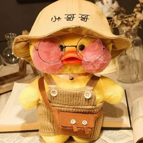 FULAI Yellow Duck Stuffed Animal Toy,Soft Plush Toy for Kids Girls DIY Hugglable Plush Stuffed Toy with Cute Headband and Costume Best Gifts for Birthday.（12inch/30cm