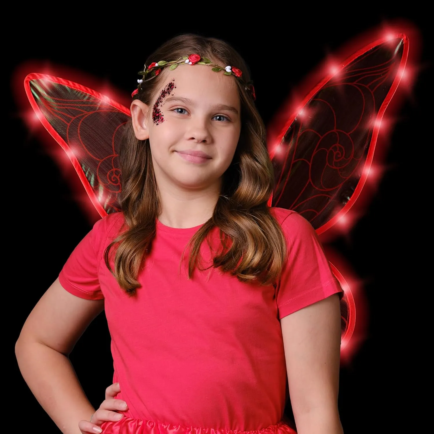 Funcredible Fairy Costume For Women and Girls - Light Up Fairy Wings and Flower Crown, Glitter - Butterfly Wings