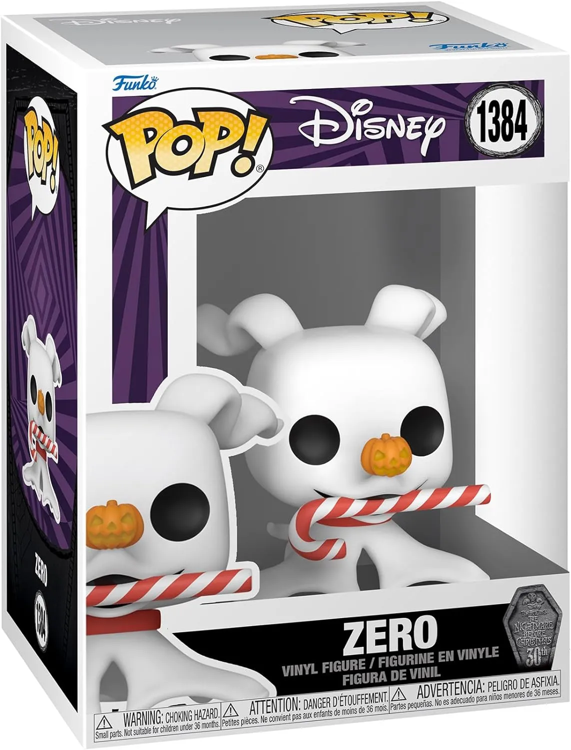 Funko POP! Disney: The Night Before Christmas 30th - Zero with Candycane - Disney: The Nightmare Before Christmas - Collectable Vinyl Figure - Gift Idea - Official Merchandise - for Kids & Adults