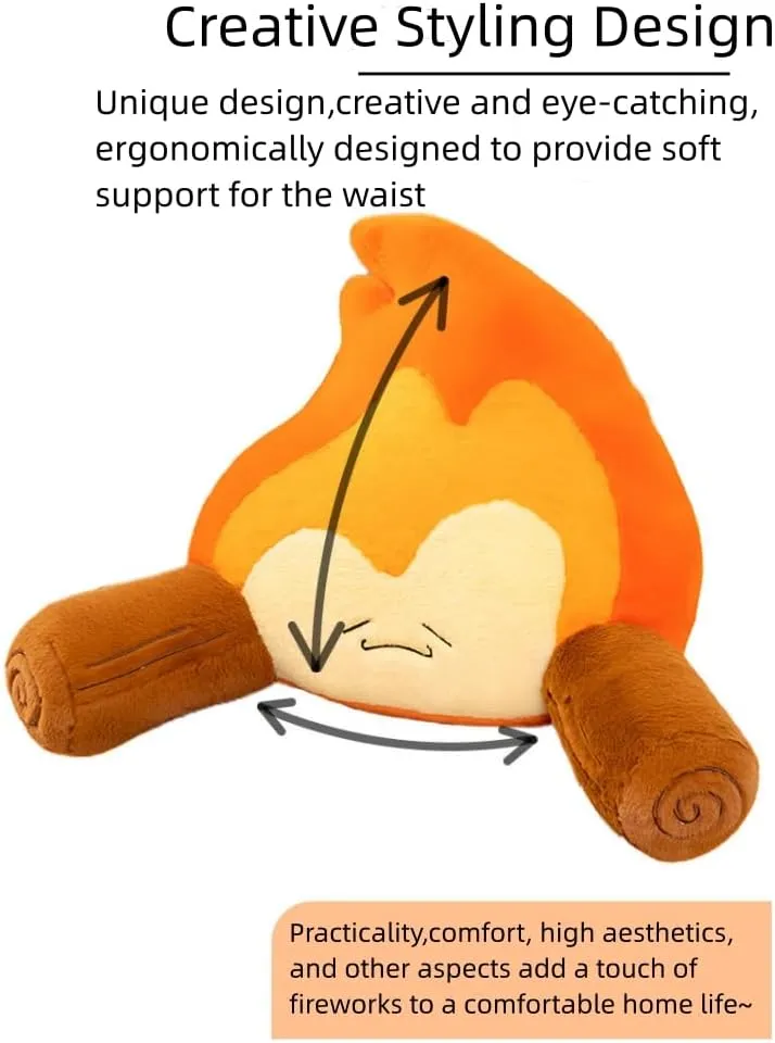 Funny Campfire Reading Pillow Fake Fire Back Rest Pillow Cartoon Bonfire Plush Toy for Outdoor Camping Room Decor…