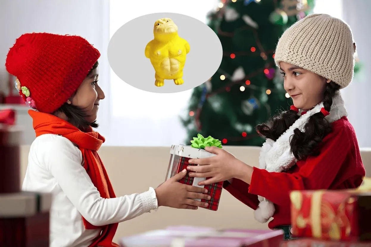 Funny Splat Gorilla Stress Relief Toys Gorilla Squeeze Toy,Cute Gorilla Man Sensory Stress Toy Reduce Irritability for All Ages (Yellow)