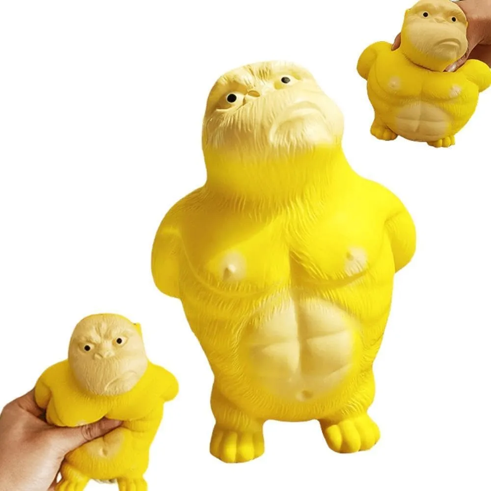 Funny Splat Gorilla Stress Relief Toys Gorilla Squeeze Toy,Cute Gorilla Man Sensory Stress Toy Reduce Irritability for All Ages (Yellow)