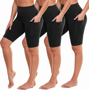 GAYHAY Biker Shorts for Women with Pockets - 8"/5"/3" Booty High Waisted Black Spandex Volleyball Short for Workout Yoga