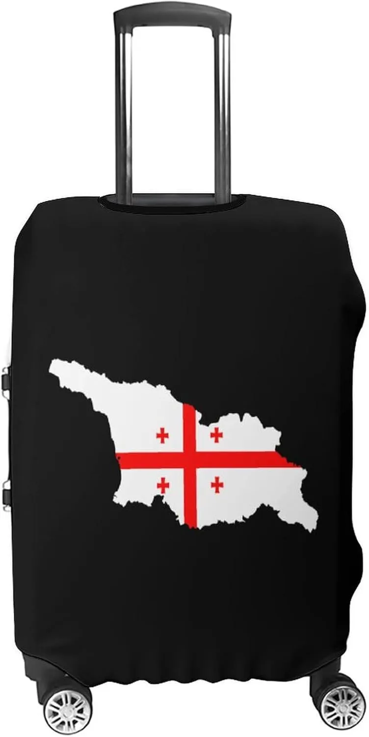Georgias National Map Flag Luggage Protector Suitcase Cover Anti-Scratch Washable Fit 18-32 Inch Travel Luggage