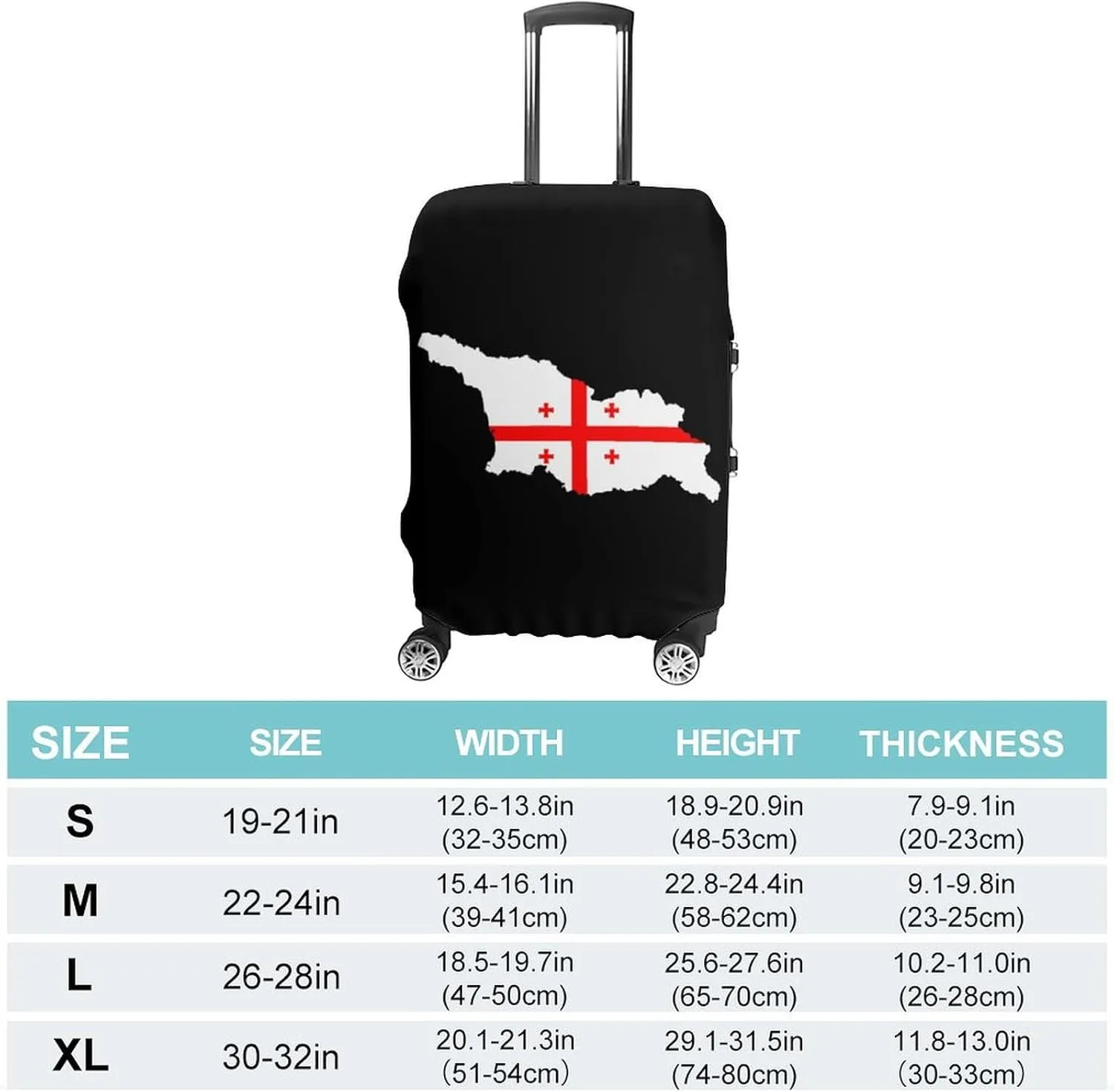 Georgias National Map Flag Luggage Protector Suitcase Cover Anti-Scratch Washable Fit 18-32 Inch Travel Luggage