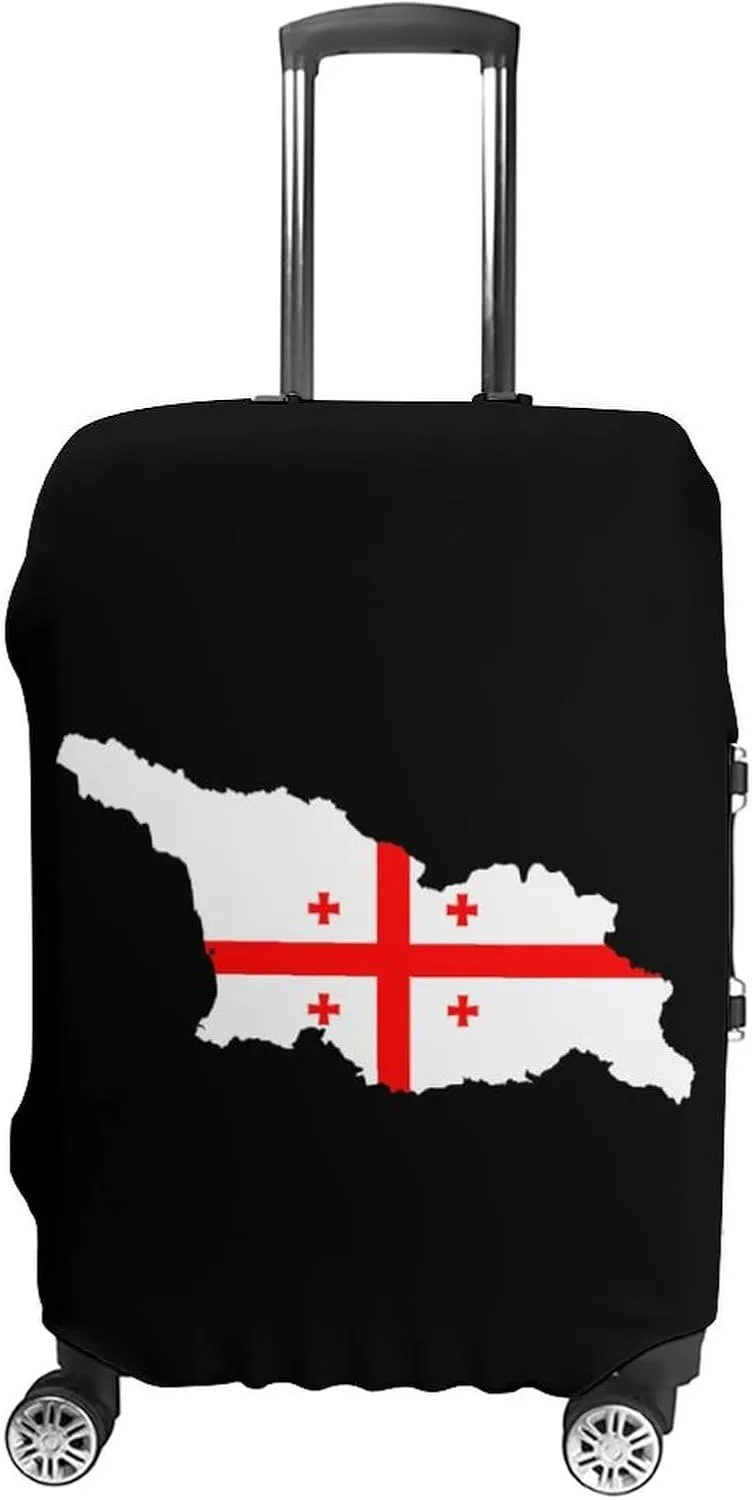 Georgias National Map Flag Luggage Protector Suitcase Cover Anti-Scratch Washable Fit 18-32 Inch Travel Luggage