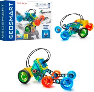 GeoSmart Flip Bot - Build Remote-Controlled GeoMagnetic Vehicles with This STEM Focused Magnetic Construction Set Featuring Rechargeable Turbo Motors