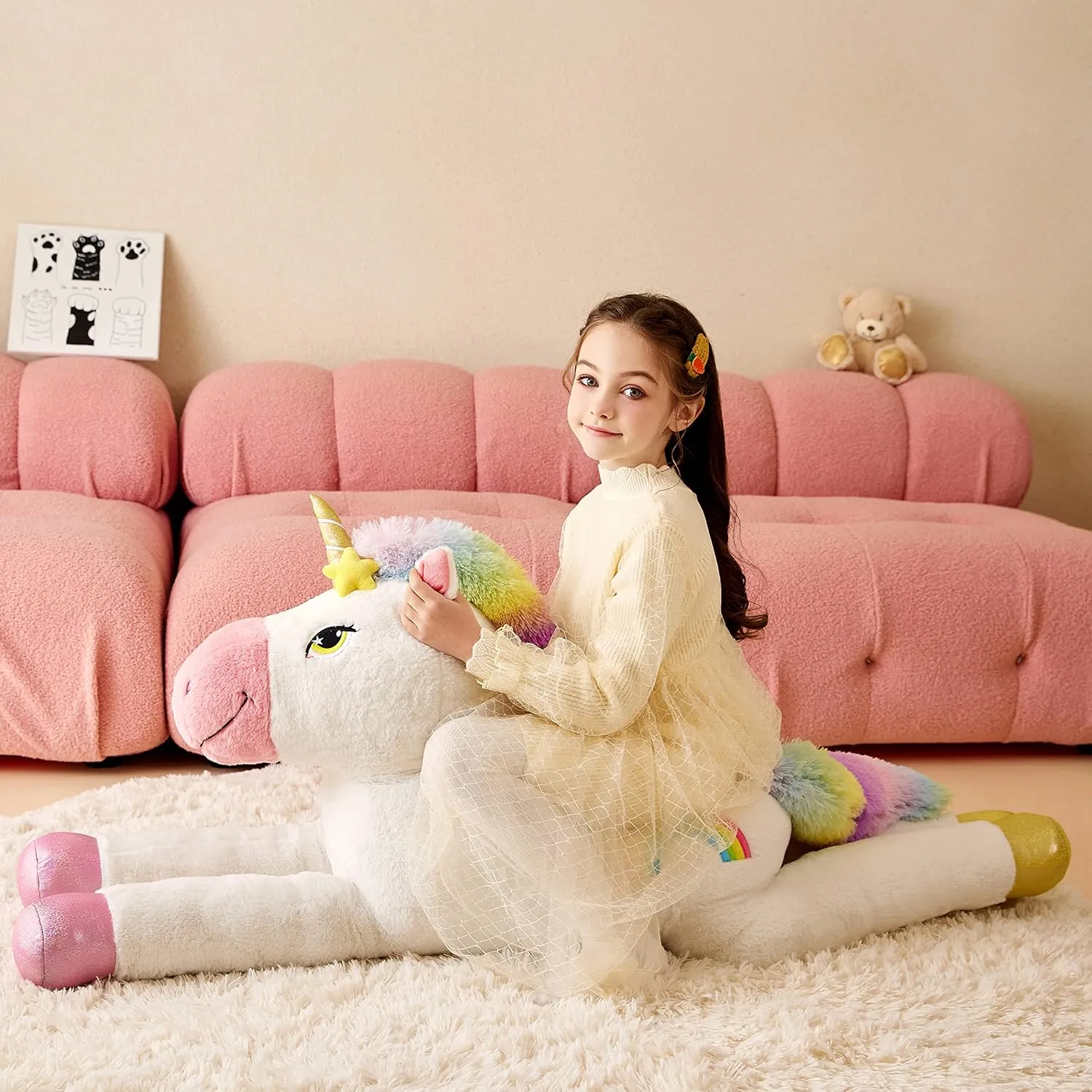 Giant Unicorn Stuffed Animal Plush Soft Toy,51" Large Jumbo Cute Big Size Huge Fluffy Plushie,Birthday Gifts for Kids