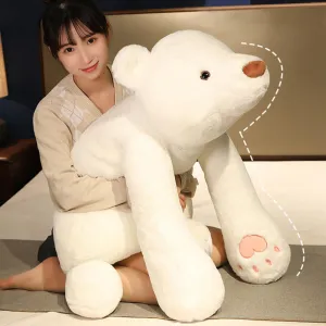 Giant Weighted Bear Stuffed Animals, 40" White Bear Plush Throw Pillow Super Cute Kawaii Plushie Polar Bear Hugging Toys Gifts for Boys Girls Adults, 100cm, White