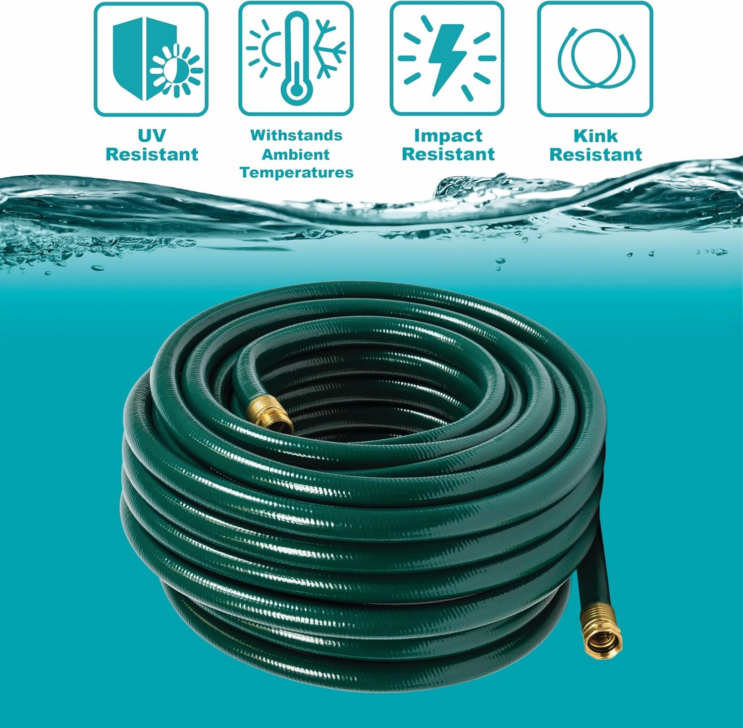 Gilmour Flexogen 3/4 in x 100 ft Garden Hose, Heavy Duty Water Hose, Flexible and Kink Resistant Outdoor Hose, Green