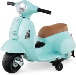 GLACER Toddler Motorcycle, Licensed Vespa 6V Battery Powered Electric Motorbike w/Training Wheels, LED Headlight & Horn Sound, Ride on Toy Car, Kids Motorcycle for Boys & Girls (Green)