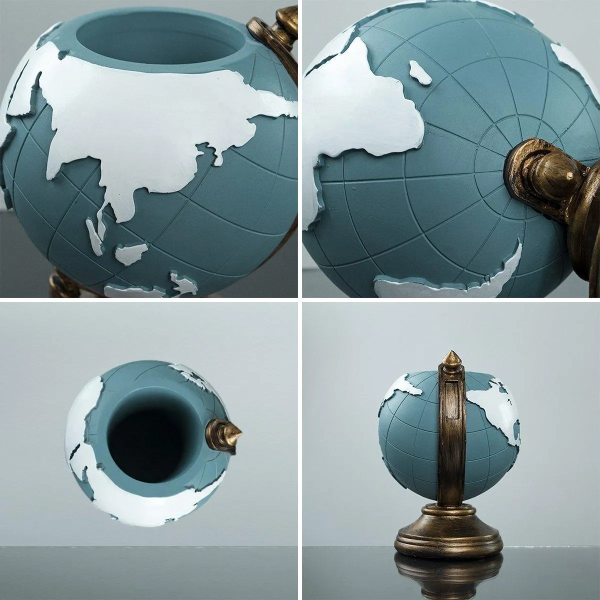 Globe Pen Holder Ornament Desktop Organizer Room Decoration Office Storage Stand