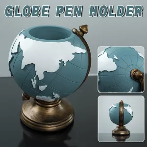 Globe Pen Holder Ornament Desktop Organizer Room Decoration Office Storage Stand