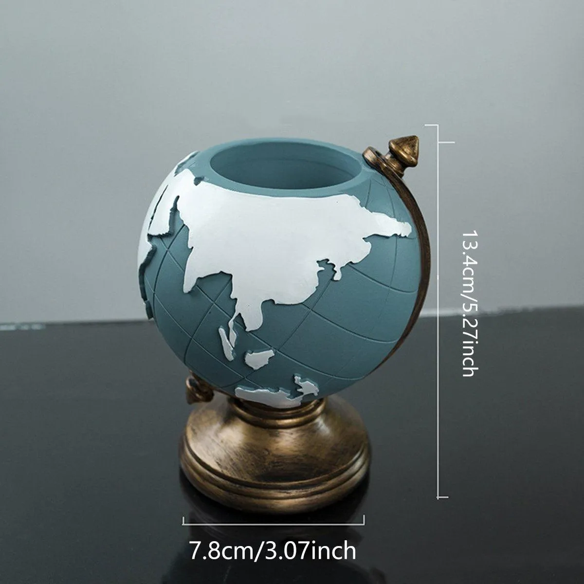 Globe Pen Holder Ornament Desktop Organizer Room Decoration Office Storage Stand