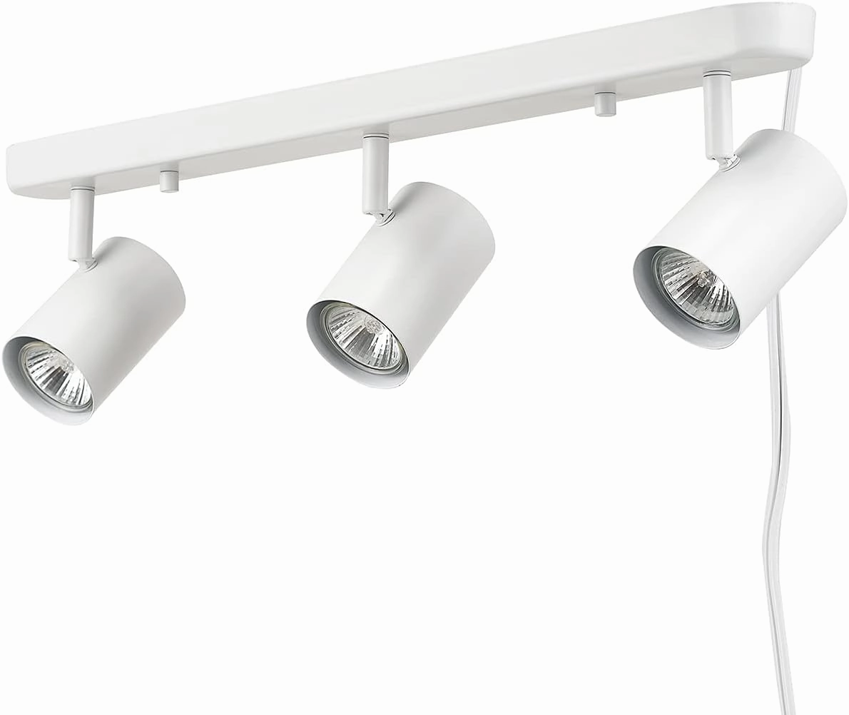 GLOBE Electric 60024 3-Light Plug-in Track Lighting, Adjustable Heads, Matte White Finish, 22-inch, GU10 Base, 15-Foot Cord with in-Line Switch, Modern Ceiling Light for Apartments and Rentals