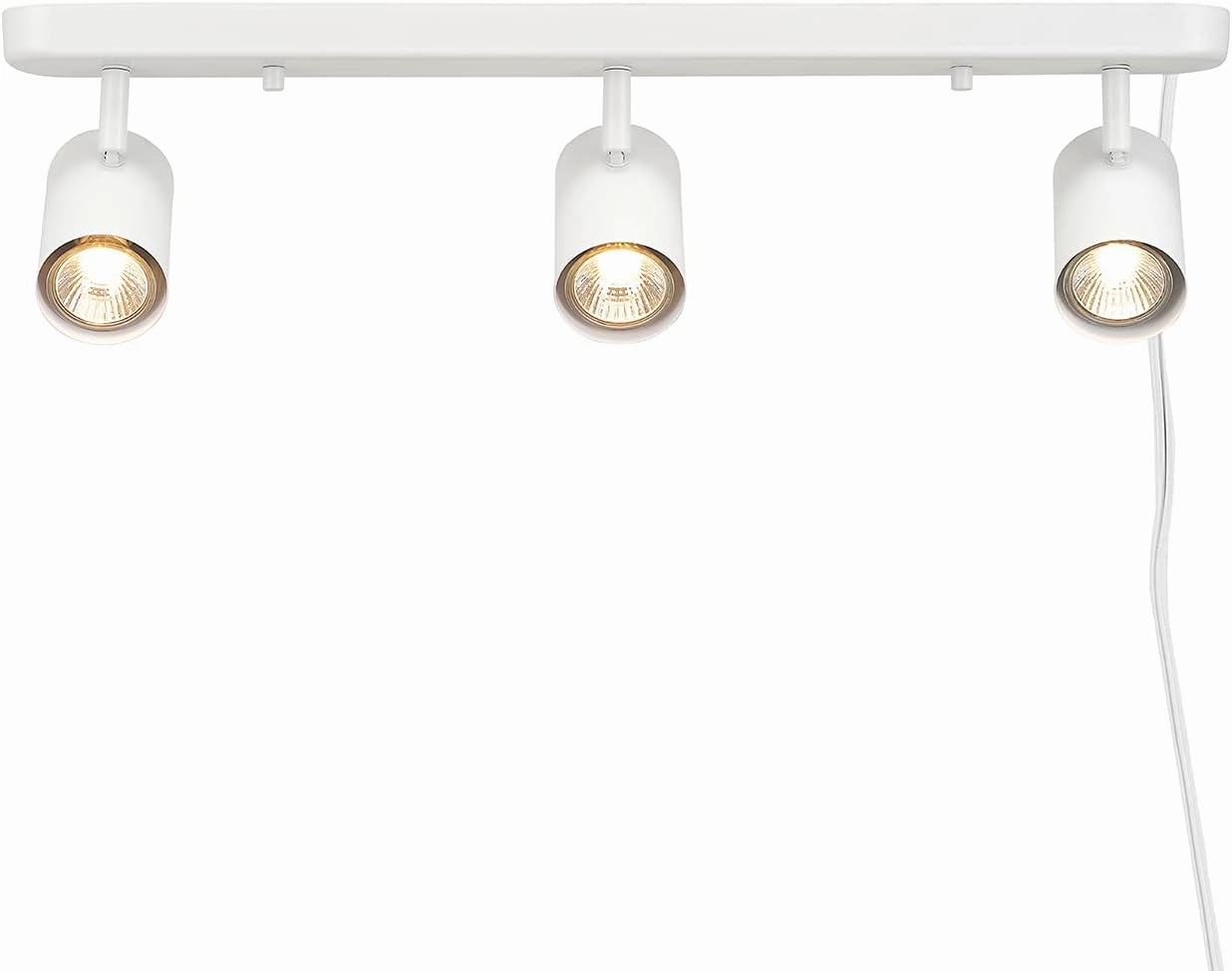 GLOBE Electric 60024 3-Light Plug-in Track Lighting, Adjustable Heads, Matte White Finish, 22-inch, GU10 Base, 15-Foot Cord with in-Line Switch, Modern Ceiling Light for Apartments and Rentals