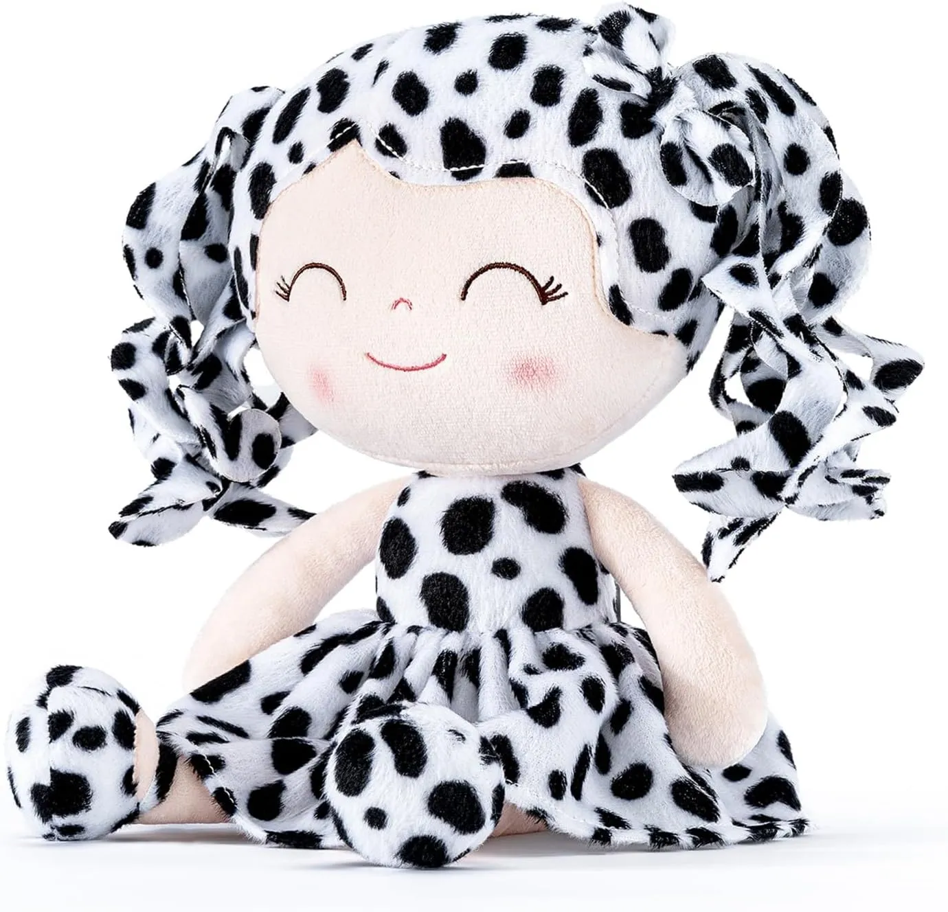Gloveleya Baby Dolls Soft Snuggly First Baby Girl Gifts Plush Doll with Light Skin & White Spots Dress 12 inches Animal Series