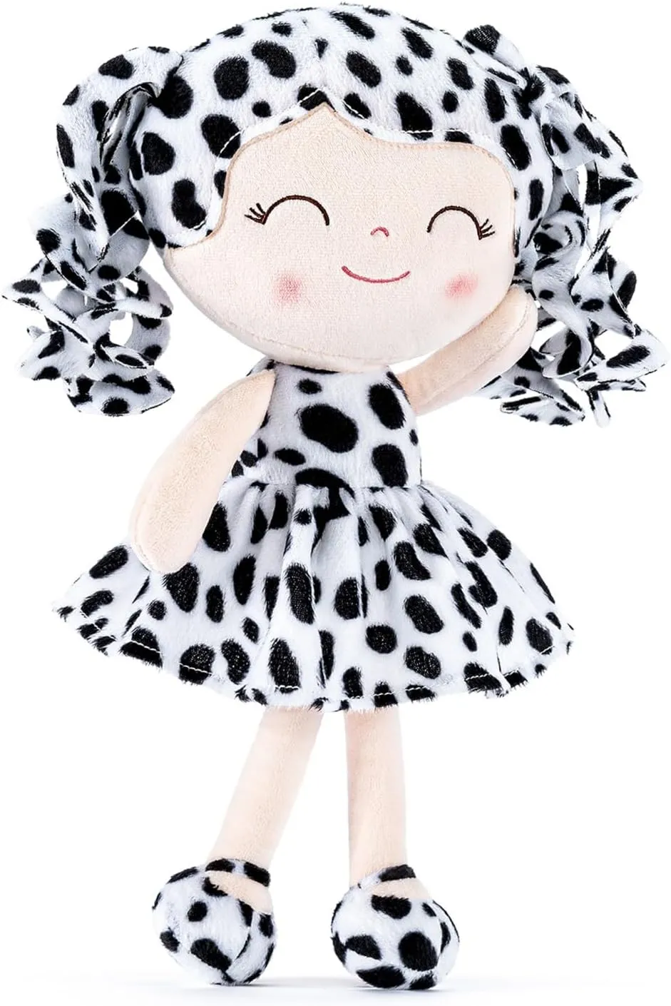 Gloveleya Baby Dolls Soft Snuggly First Baby Girl Gifts Plush Doll with Light Skin & White Spots Dress 12 inches Animal Series