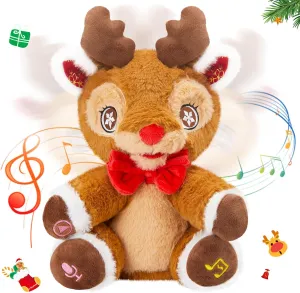 Glow Guards 12'' Rudolph The Red-Nosed Reindeer Musical Recordable Elk Stuffed Animal,Voice Recorder Plush Toy,2024 Baby's First Christmas Plush for Kids & Adults
