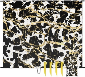 Gold White Black Marble Beach Blanket, Sandproof Beach Mat, 68 x 59 Waterproof Quick Drying Sand Free Mat with 4 x Ground Spikes for Outdoor Travel Camping Hiking, Marble