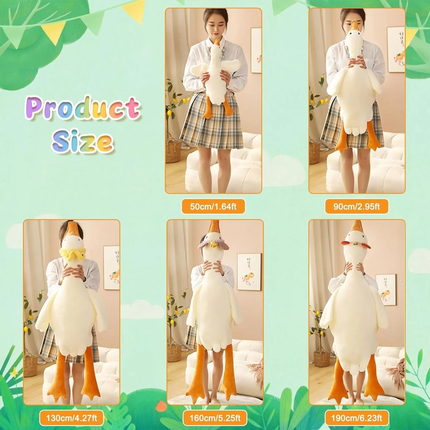Goose Stuffed Animal Toy Cute Giant White Goose Stuffed Animal Duck Plush Super Soft Hugging (B:35 inch)