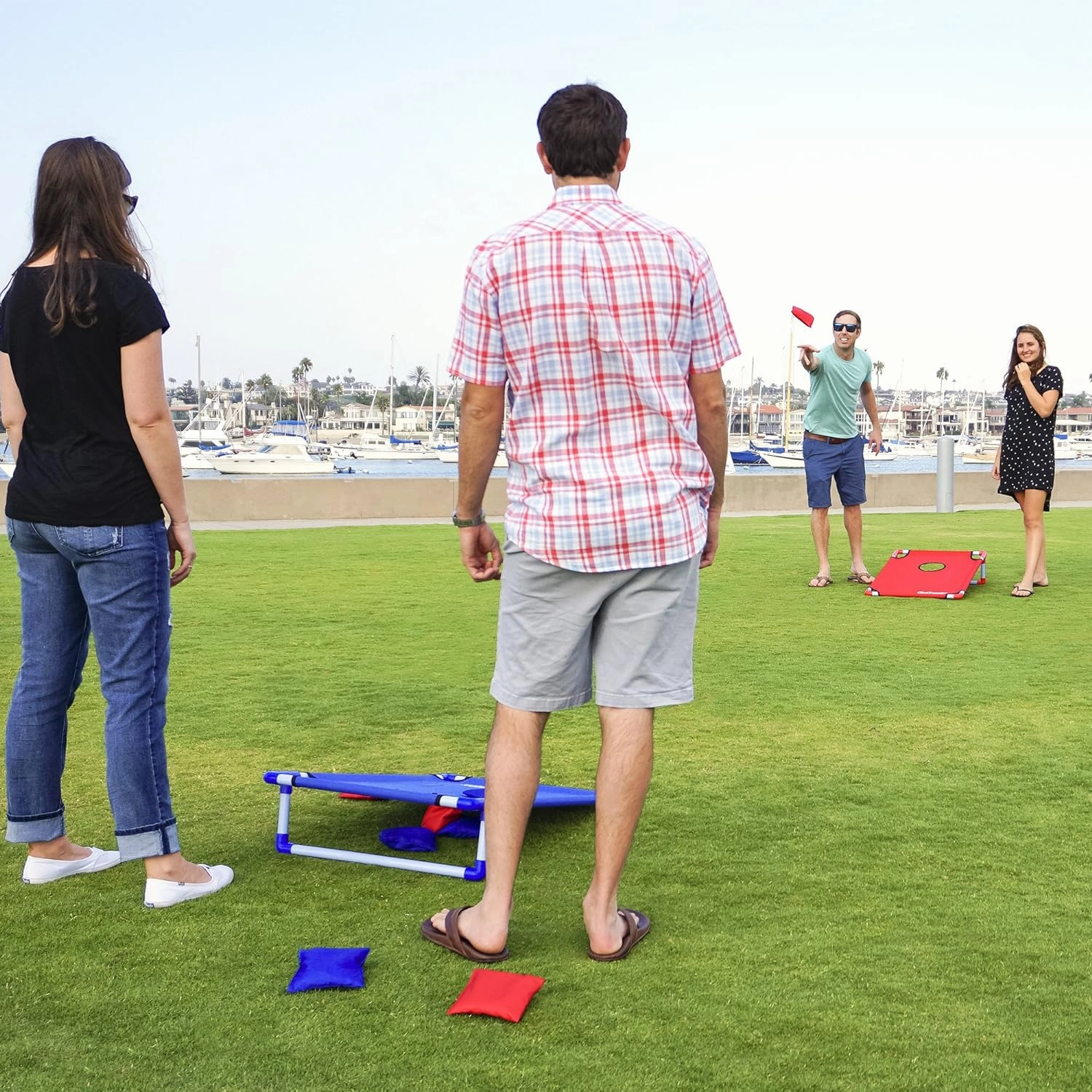 GoSports Portable 3 x 2 ft Cornhole Game Set – Premium Toss Game for Kids and Adults - Choose Your Style
