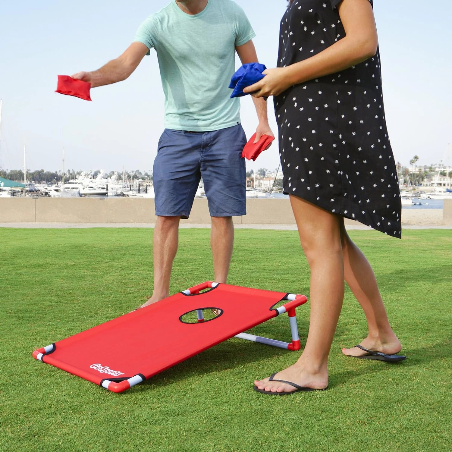 GoSports Portable 3 x 2 ft Cornhole Game Set – Premium Toss Game for Kids and Adults - Choose Your Style