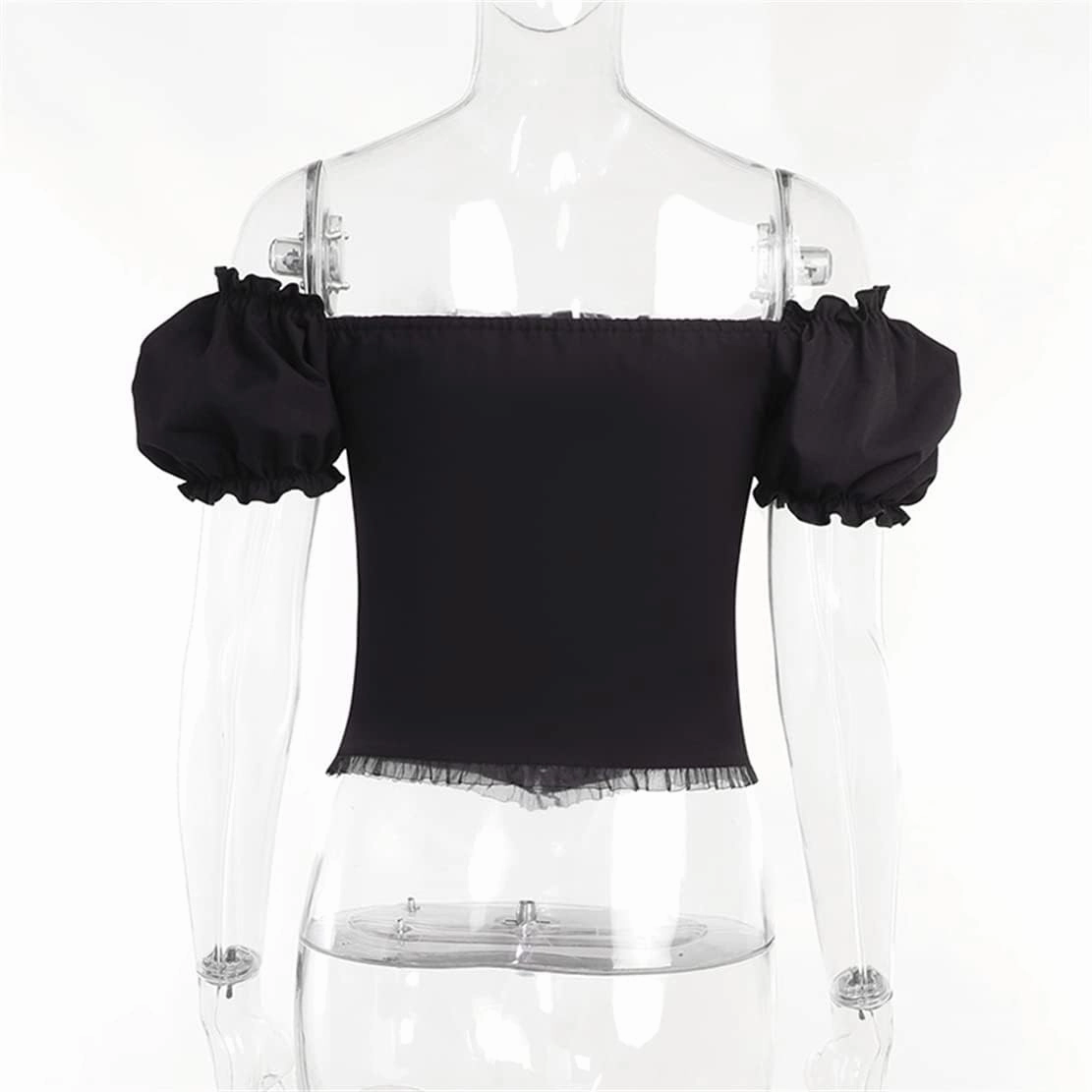 Gothic Crop Top for Women Goth Fairy Grunge Tank Tops Punk T-Shirt Streetwear Workout Tees Emo Blouse