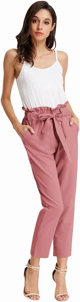 GRACE KARIN Women's Paper Bag Waist Pants Slim Fit Casual Office Pencil Pants