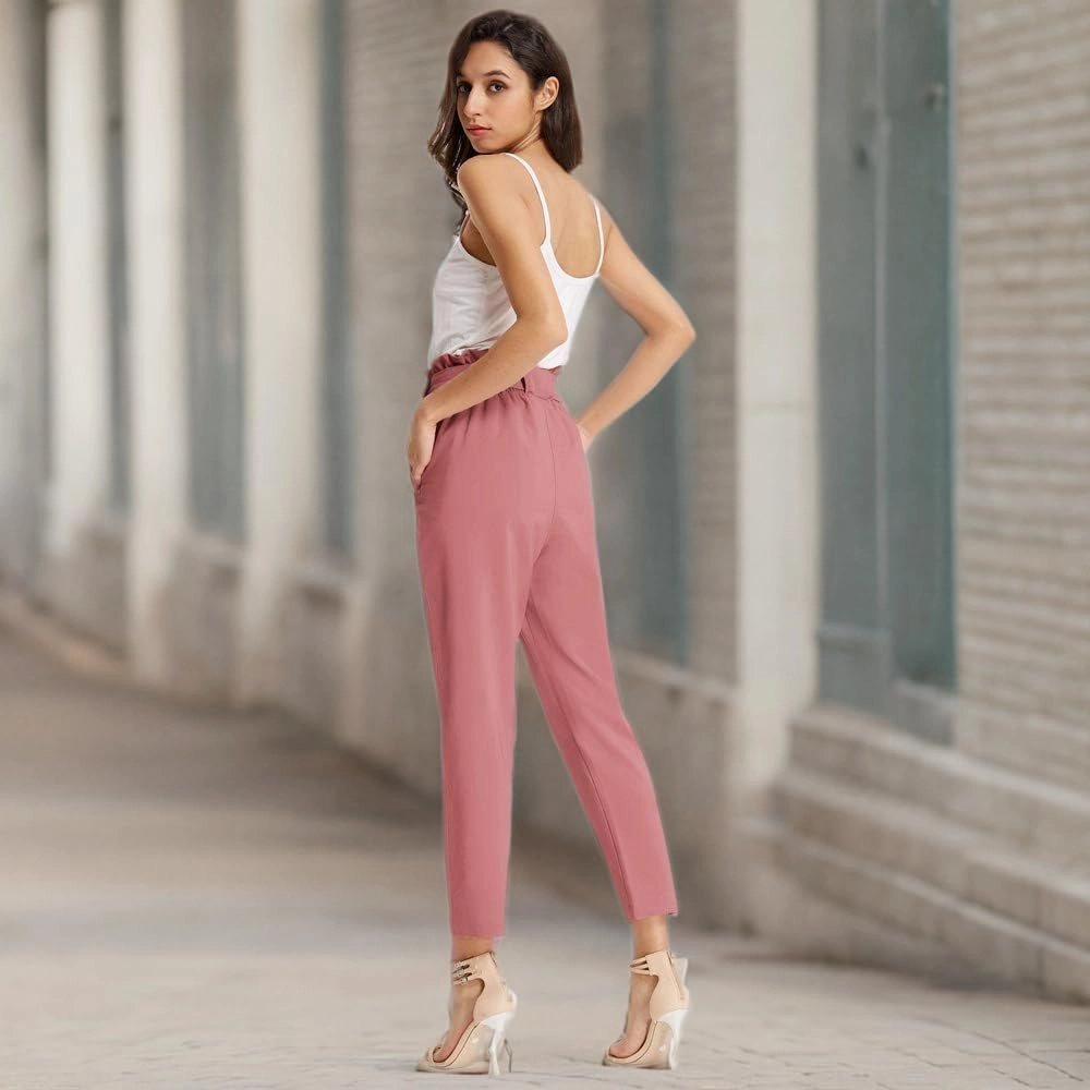 GRACE KARIN Women's Paper Bag Waist Pants Slim Fit Casual Office Pencil Pants