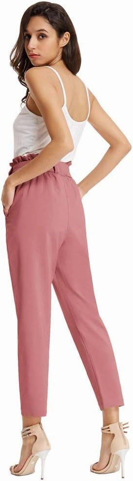 GRACE KARIN Women's Paper Bag Waist Pants Slim Fit Casual Office Pencil Pants